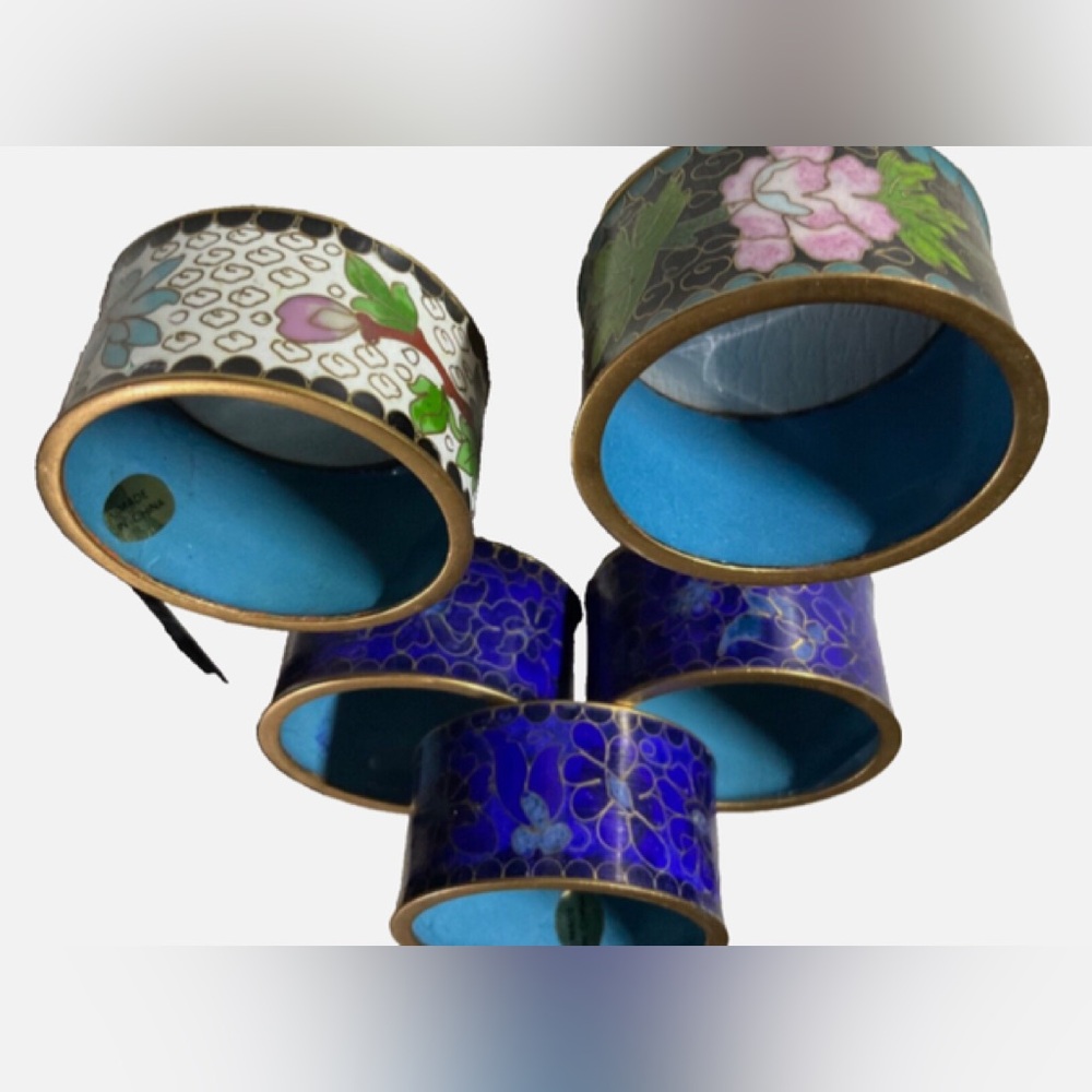 Set of 5 Cloisonné Napkin Rings